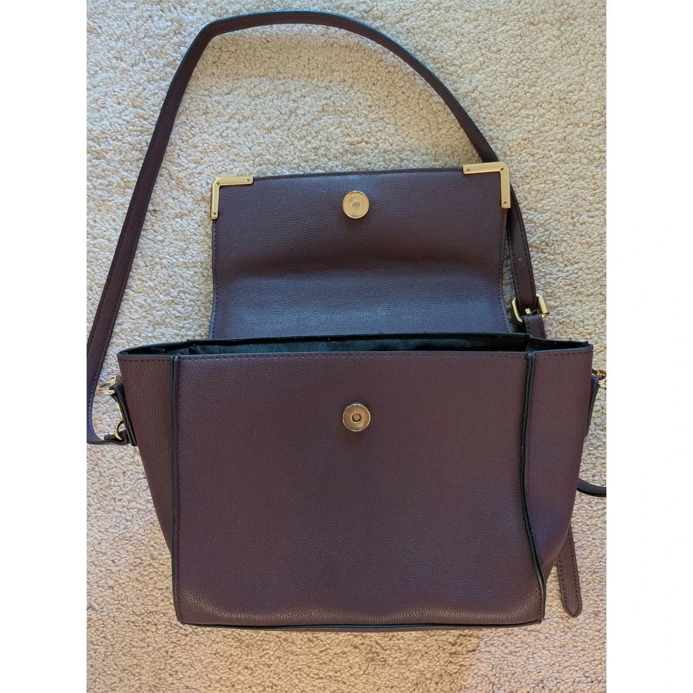 Dune London Plum‎ Purple Monogram Flap Satchel Crossbody Handbag Gold Hardware